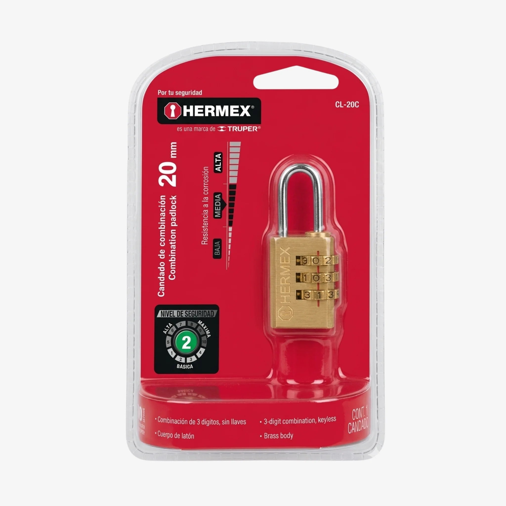 Candado De Combinacion 20mm Maleta, Mochila | HERMEX
