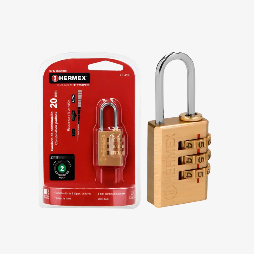 Candado De Combinacion 20mm Maleta, Mochila | HERMEX