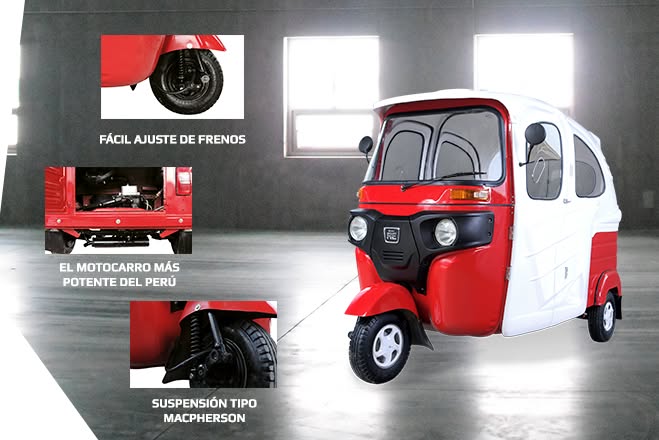 Mototaxi Bajaj 4T GSL 2026 Roja - Edición Crom X Dual con Tablero Smart