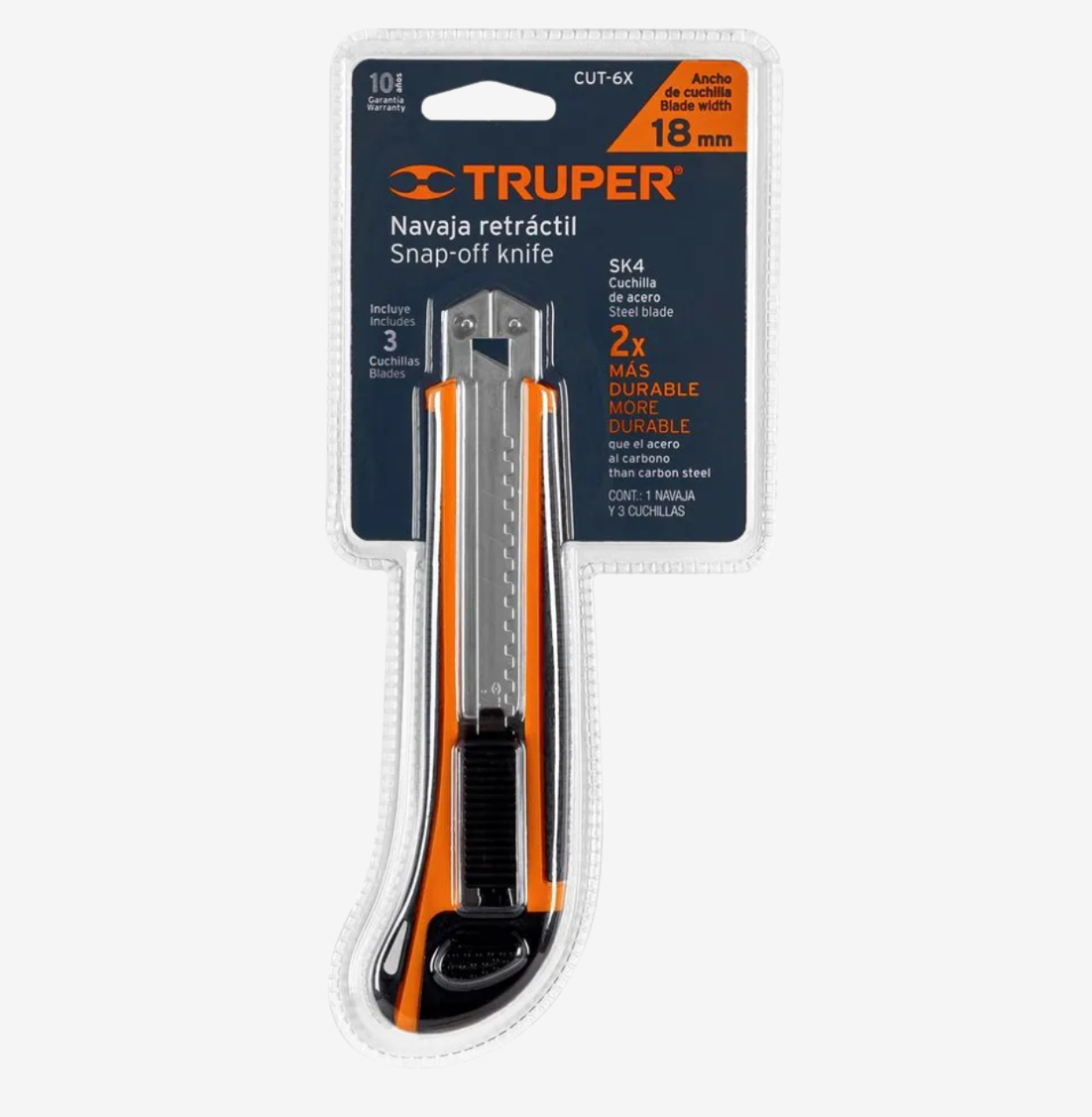 Cuchilla Cutter 18 mm Profesional Alma Metálica y Grip, Truper 16977